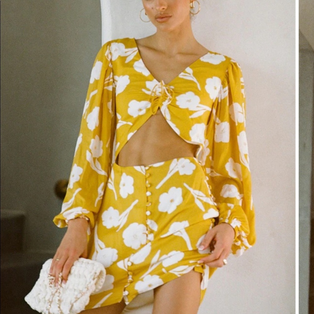Sabo Skirt Yellow Cut Out Dress Size S